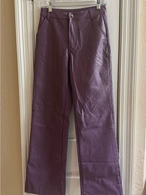 Princess Polly Size 2 Plum Faux Leather Pants